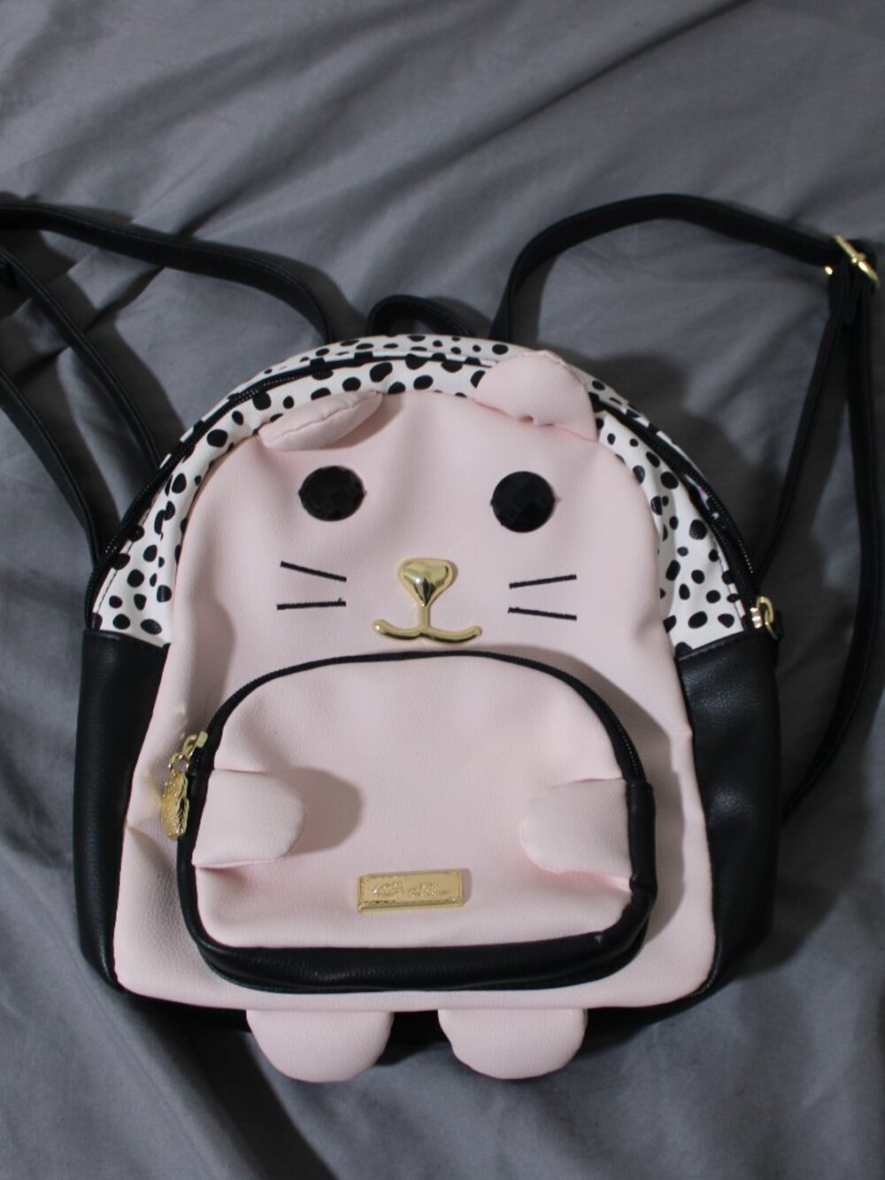 NWOT LUV Betsey by Betsey Johnson Pink & Black Cat Mini Backpack
